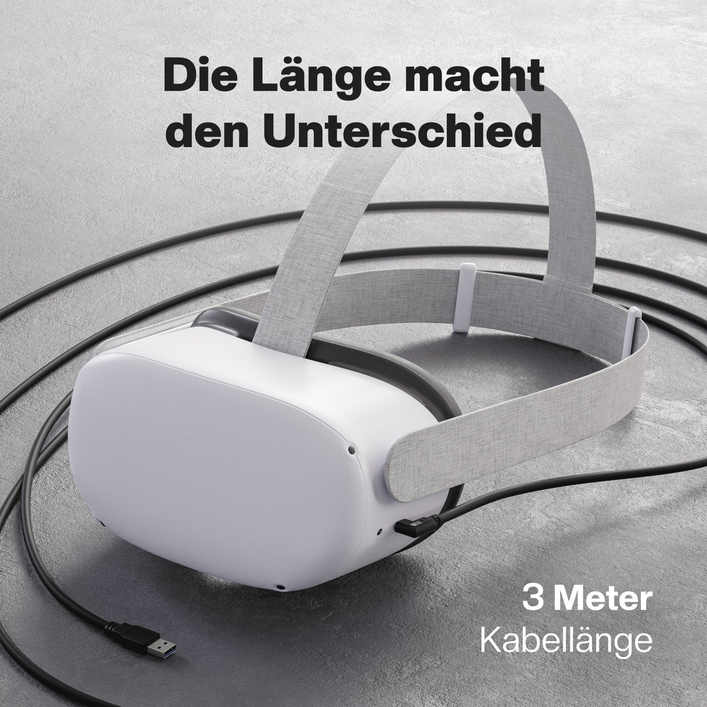 VR Brillen Kabel | für Meta Oculus Quest 2 & 3 | USB-A zu USB-C | USB 3.2 | 3m