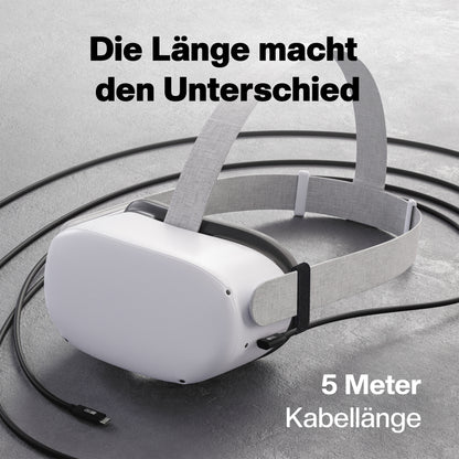 VR Brillen Kabel | für Meta Oculus Quest 3 & 2 | USB-C zu USB-C | USB 3.2 | 5m