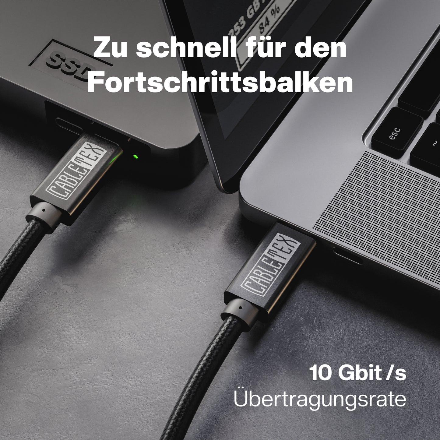 USB-C Monitorkabel | für Thunderbolt 3 Displays | USB 3.2 Gen2 | 4K@60Hz, 10GBit/s, 100W Power Delivery | Videoübertragung