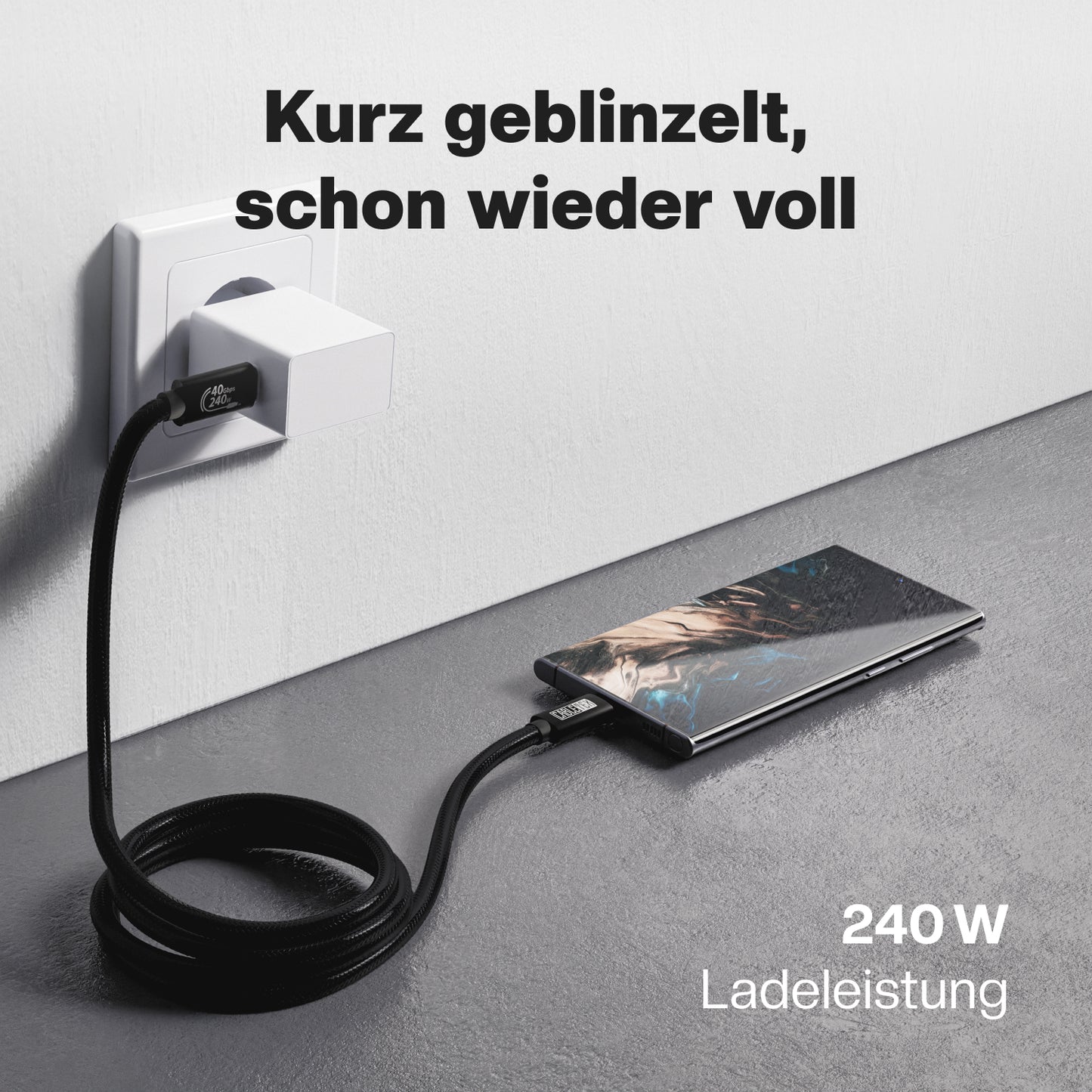 USB4 Gen3x2 USB-C Monitorkabel | für Thunderbolt 3 | PowerDelivery bis 240 Watt | 5A, 48V, 40 GBit/s Datenübertragung | bidirektional