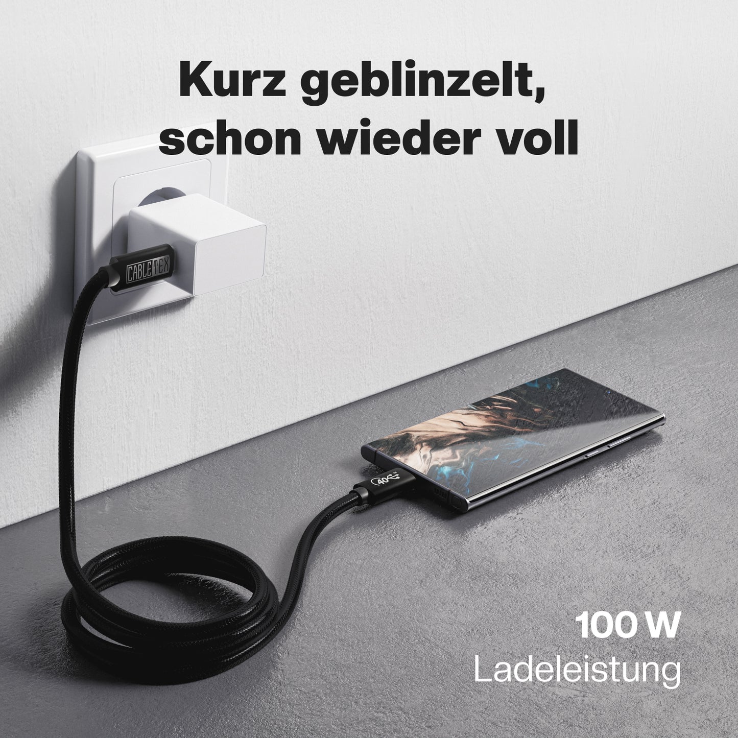 USB4 Gen3x2 Monitorkabel | USB-C zu USB-C | 5A, 20V, 100 Watt, 40GBit/s | bidirektional