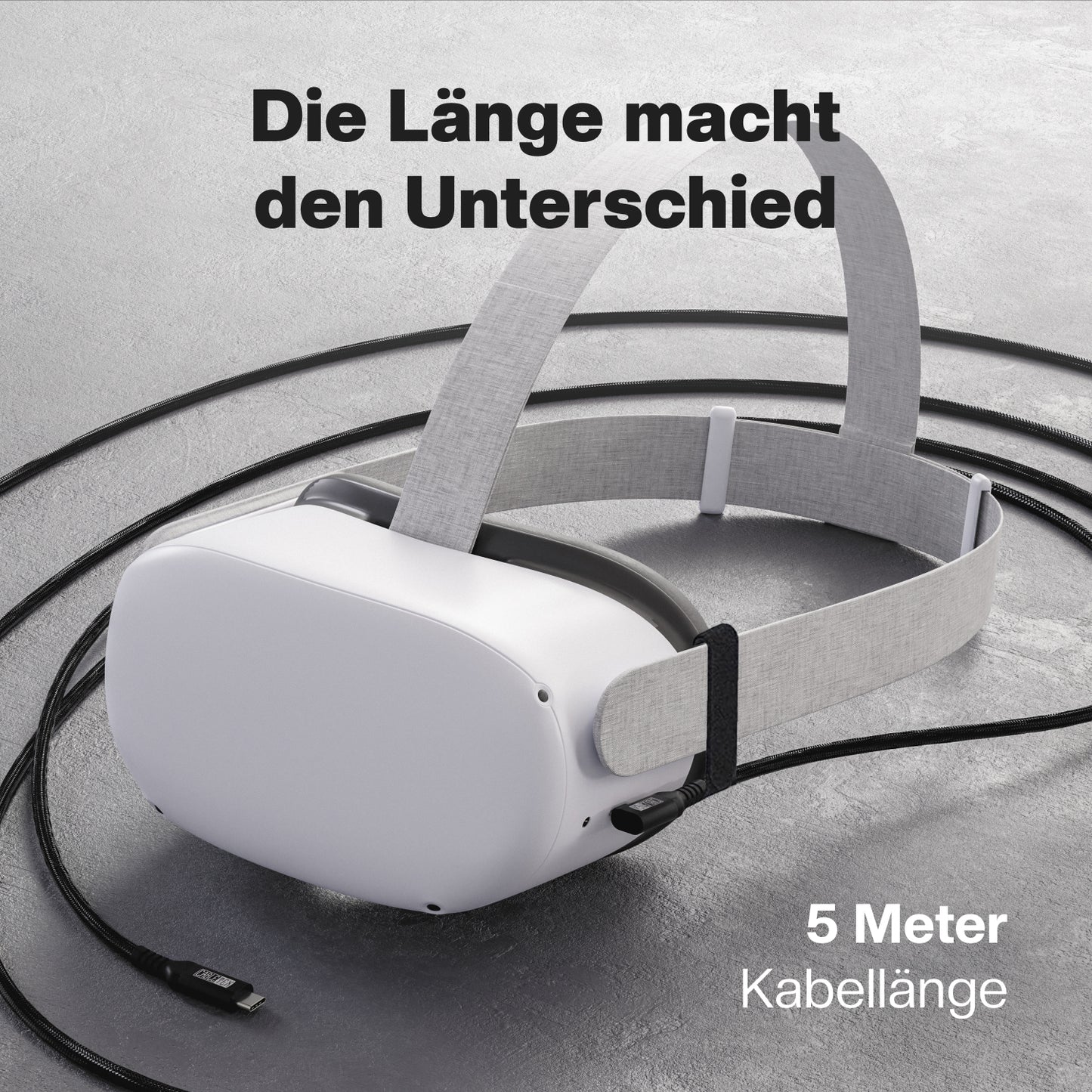 VR Brillen Kabel | für Meta Oculus Quest 2 & 3 | USB-C zu USB-C | USB 3.2 | Nylonmantel | 5m