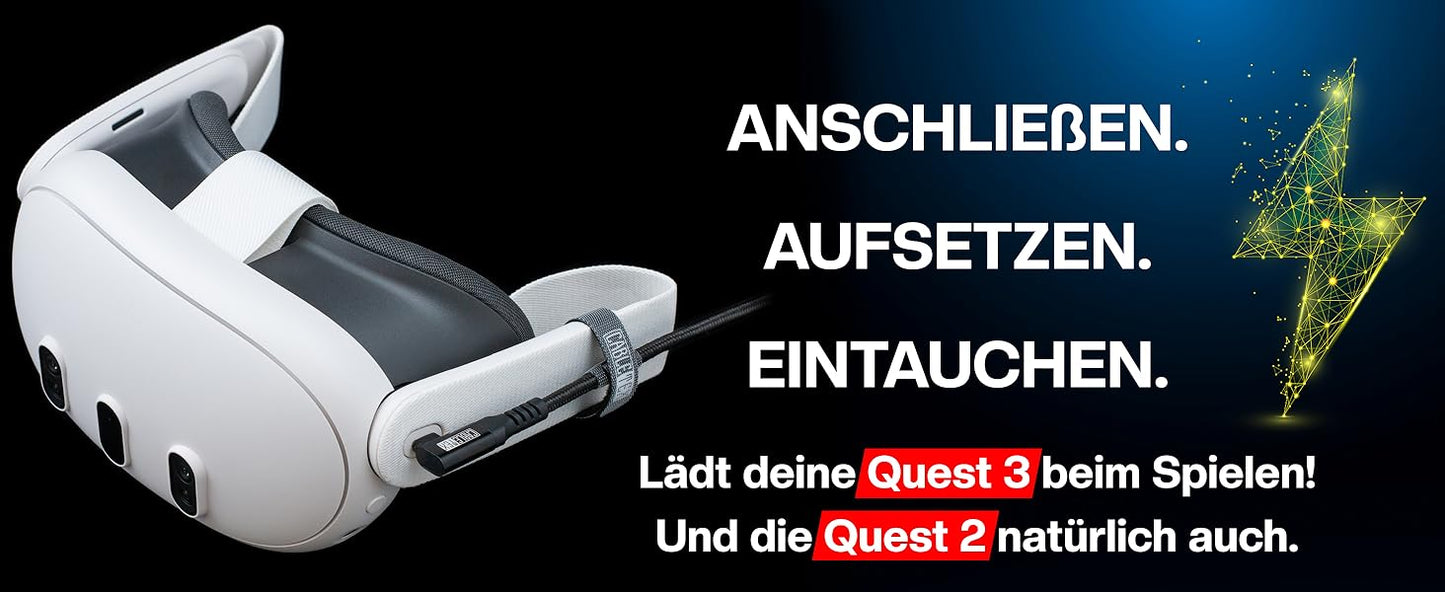 VR Kabel mit Ladefunktion, für Meta Quest 3/3S, Quest 2, PICO 4, PSVR2