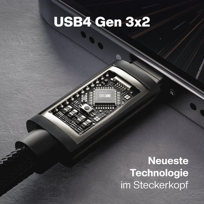 USB4 Gen3x2 USB-C Monitorkabel 90° gewinkelt | für Thunderbolt 3 | PowerDelivery bis 240 Watt | 5A, 48V, 40 GBit/s Datenübertragung | bidirektional