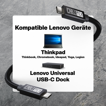 100 Watt USB-C Ladekabel | für Lenovo Notebooks und Docks | 3m